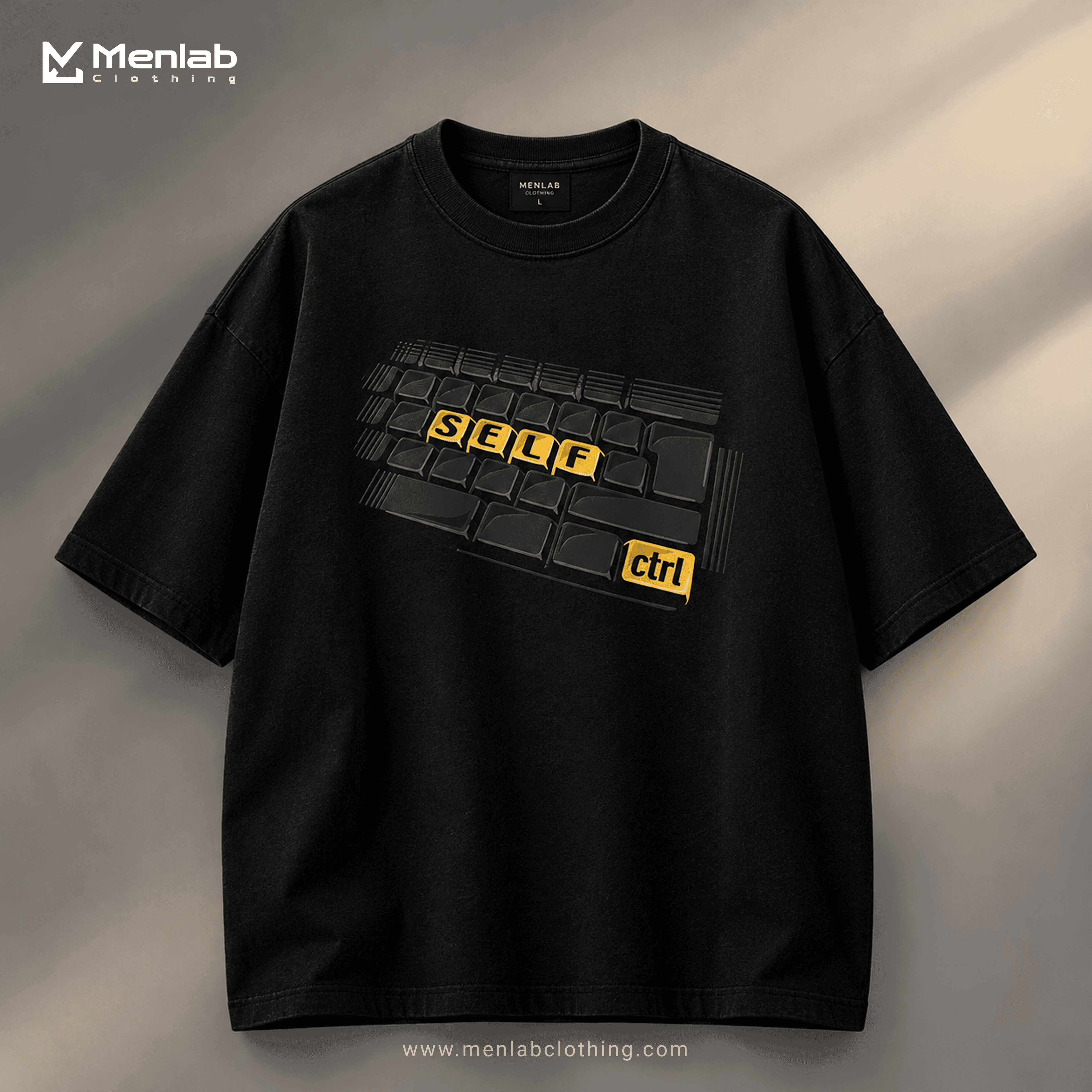 Self Ctrl Keyboard Oversized Black T-Shirt