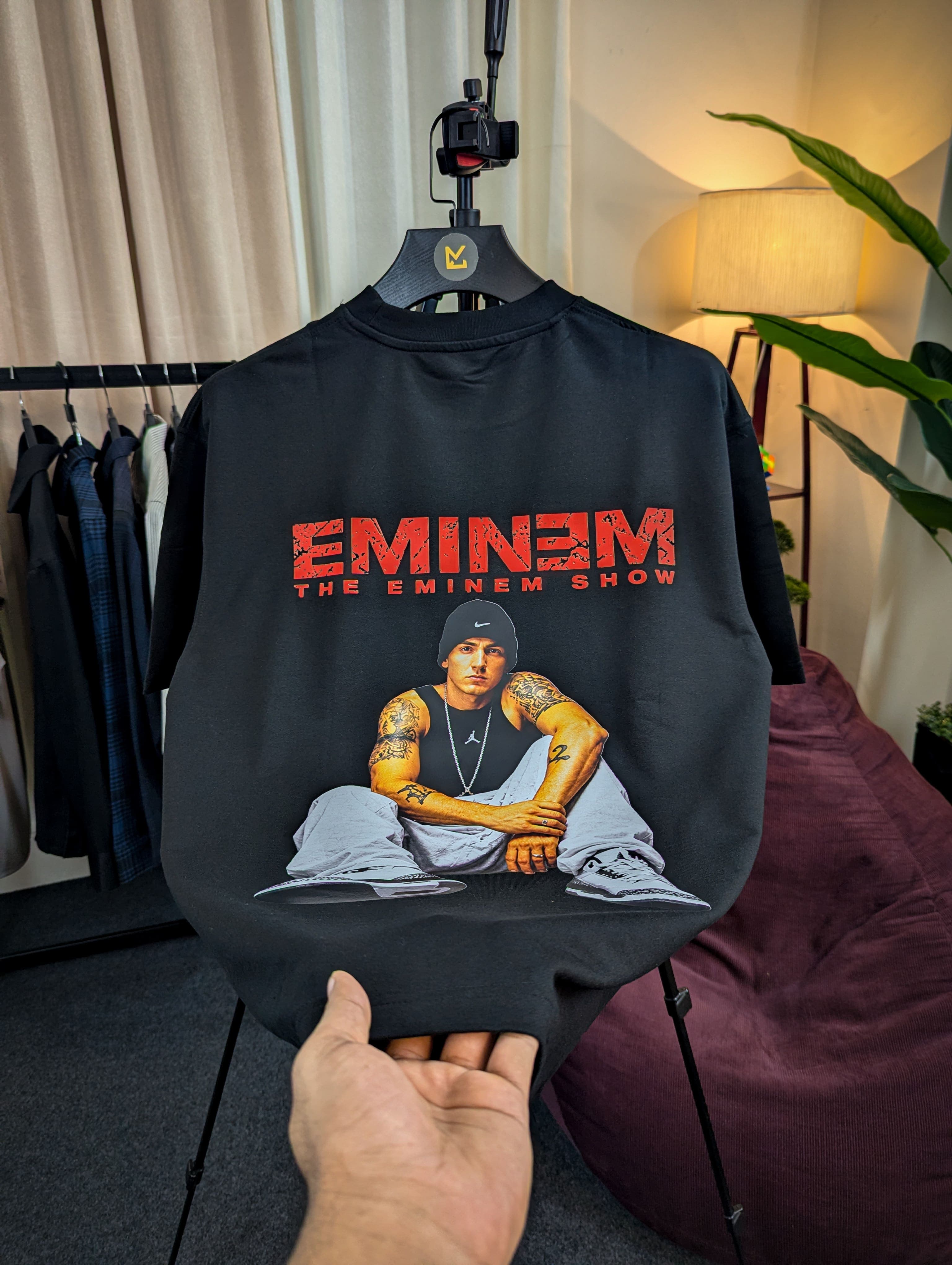 Eminem The Eminem Show Graphic Back Print Black Drop Shoulder Oversized T-Shirt